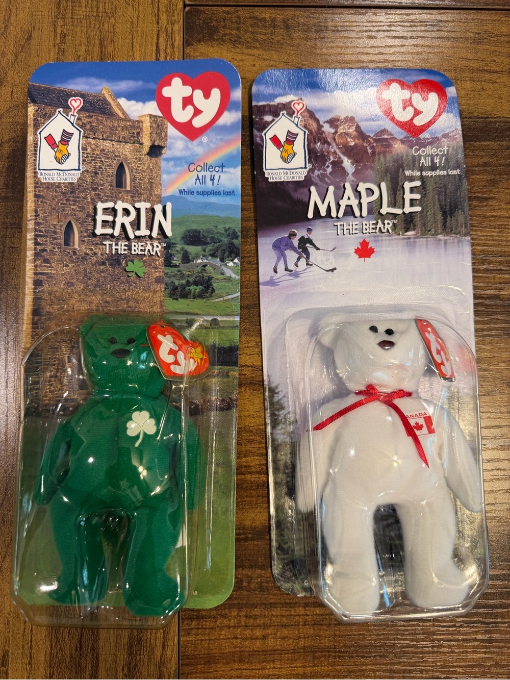 (2) Ronald McDonald House Edition 1999 Maple & Erin Bear TY Beenie Baby NIB